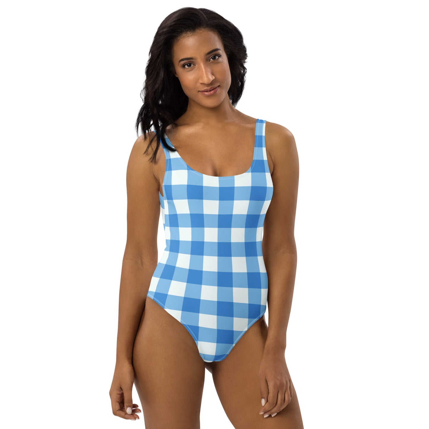 Blue Gingham One-Piece Swimsuit