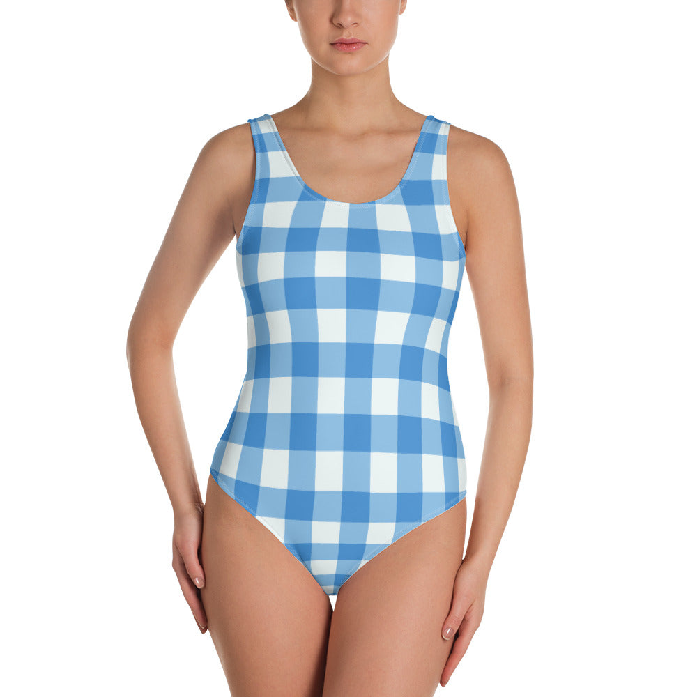 Blue Gingham One-Piece Swimsuit