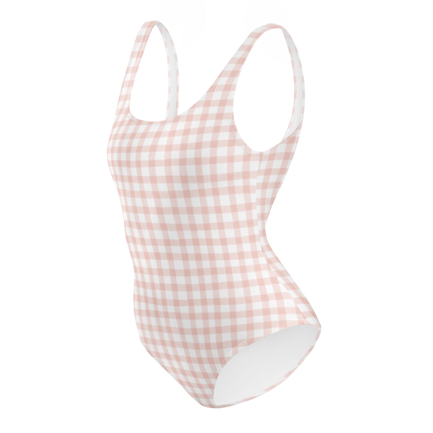 Light Pink Gingham One-Piece Swimsuit