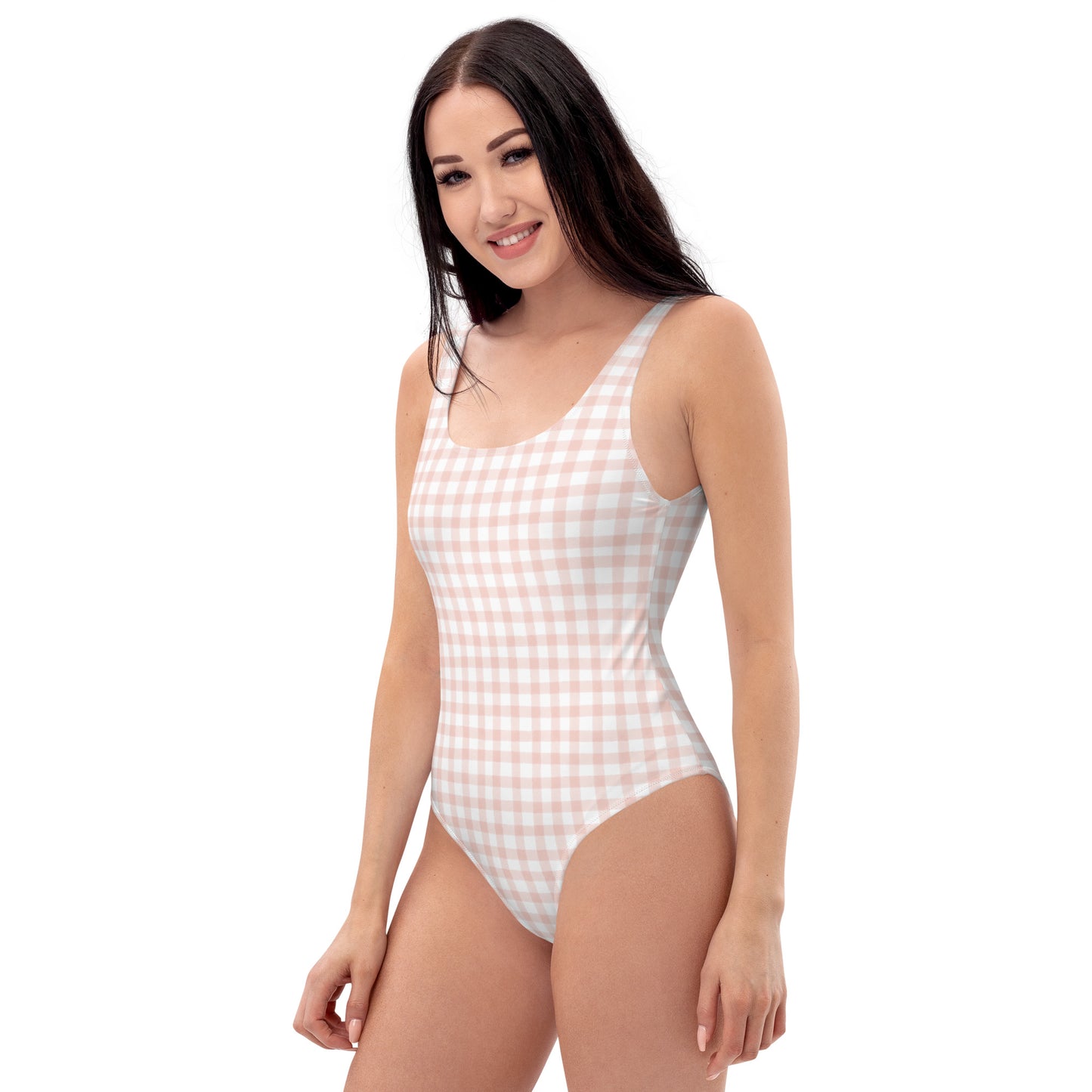 Light Pink Gingham One-Piece Swimsuit