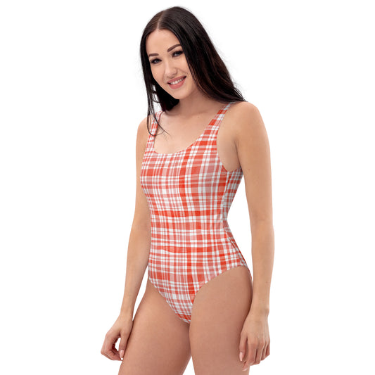 Red Gingham One-Piece Swimsuit