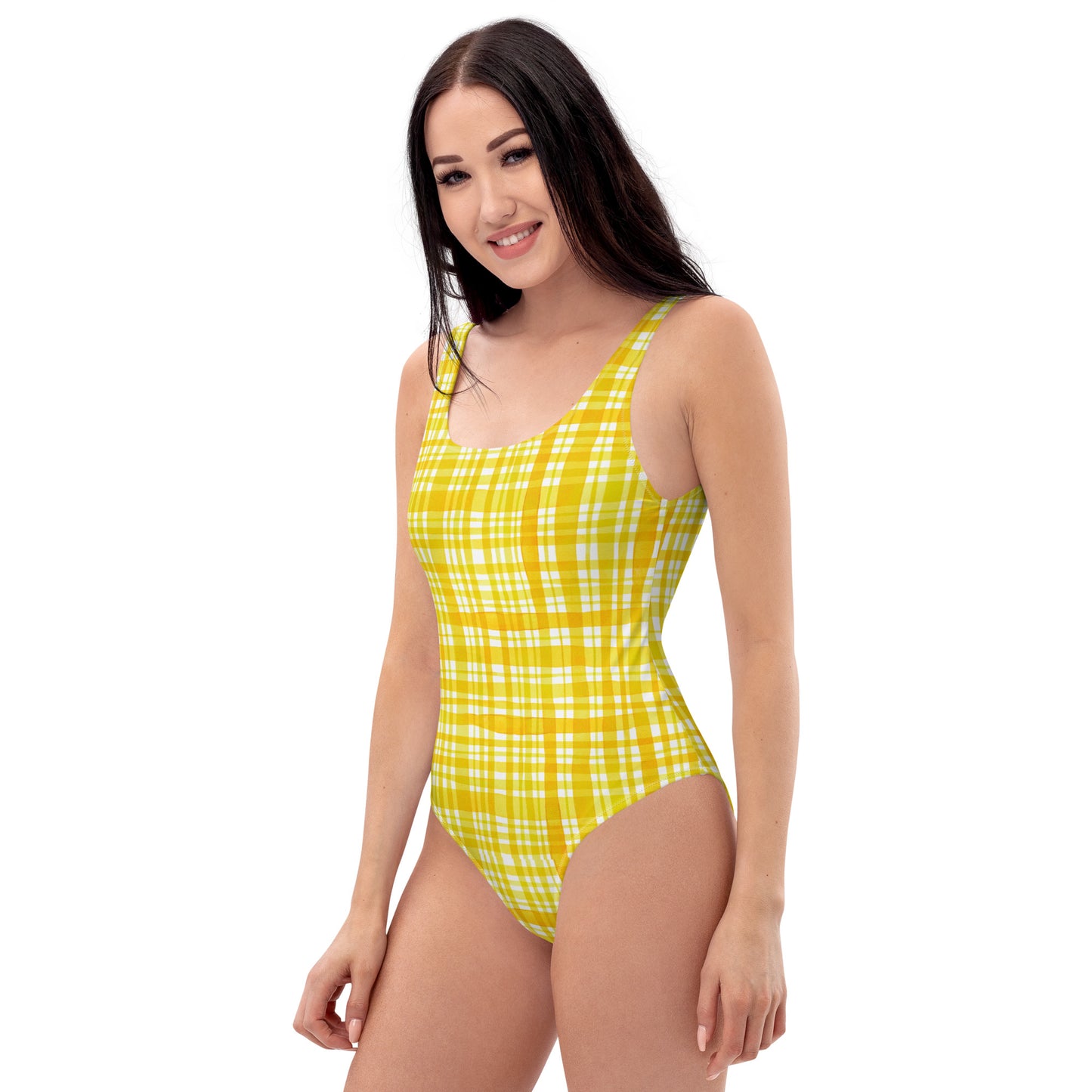 Yellow Gingham One-Piece Swimsuit