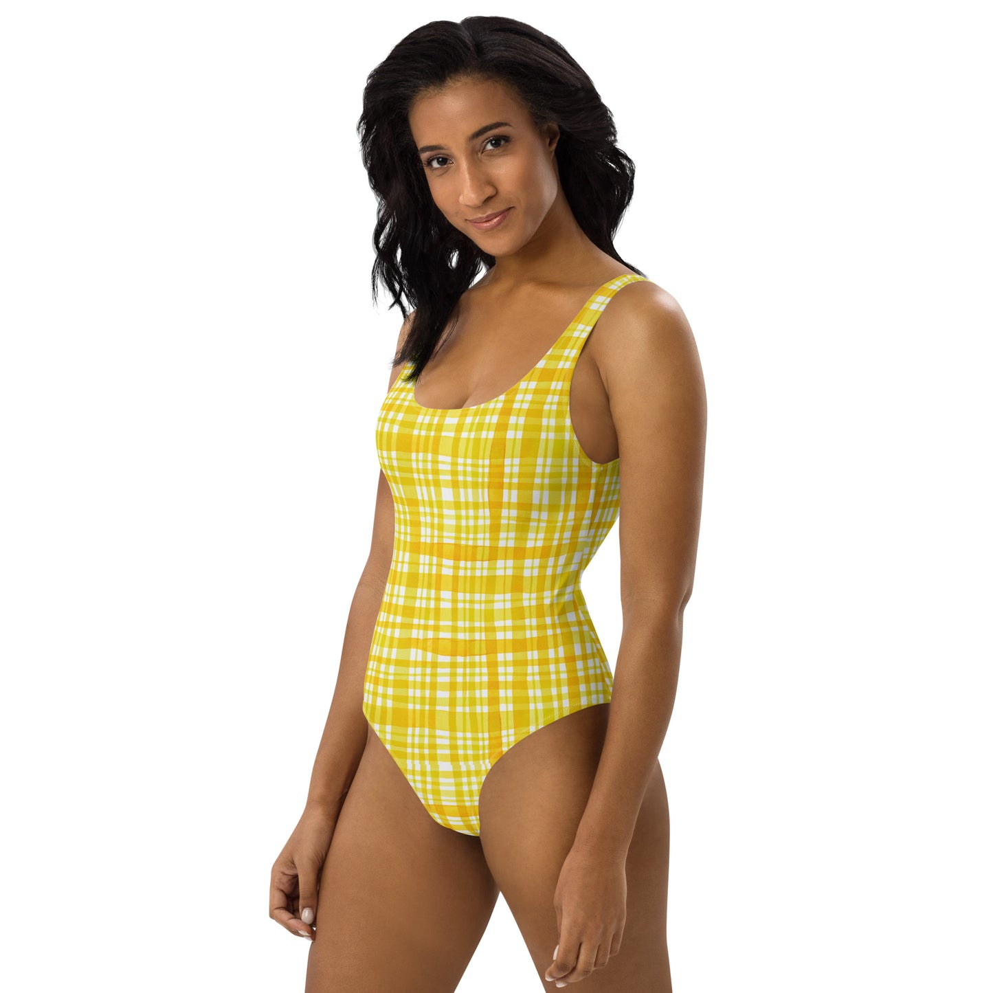 Yellow Gingham One-Piece Swimsuit