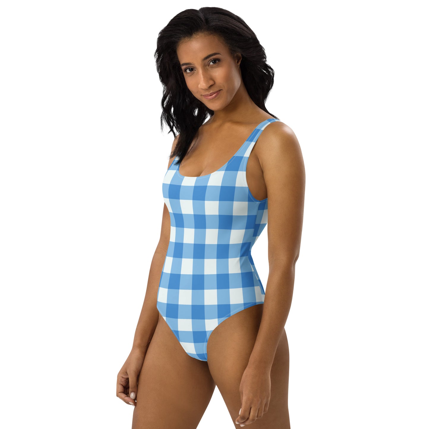 Blue Gingham One-Piece Swimsuit