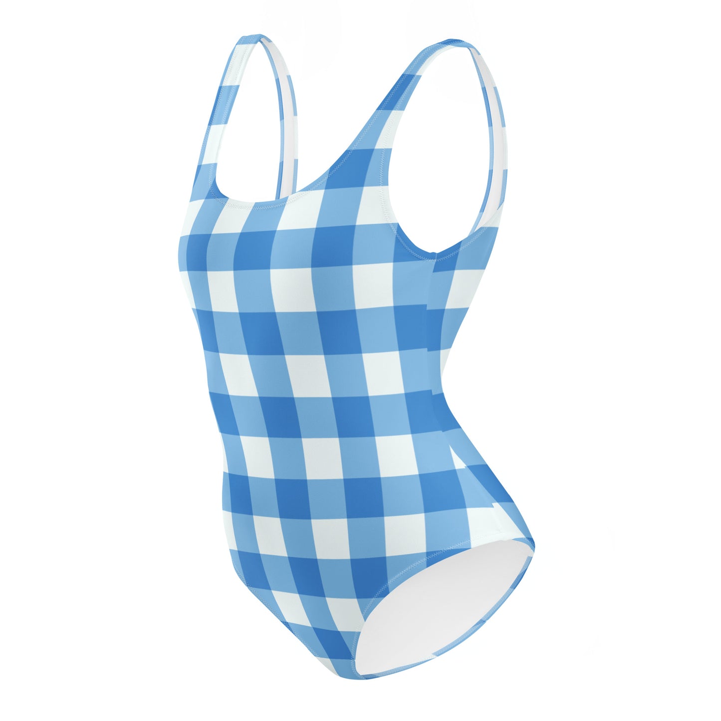 Blue Gingham One-Piece Swimsuit