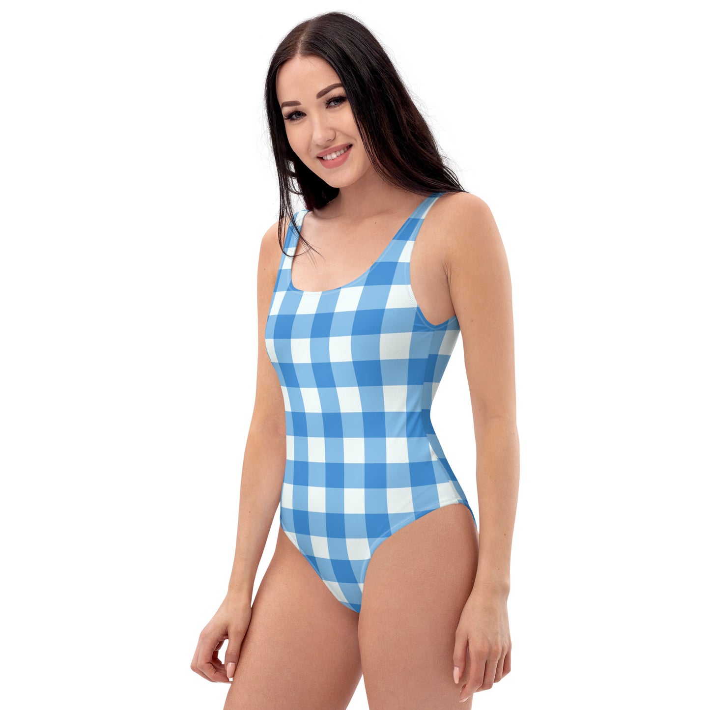 Blue Gingham One-Piece Swimsuit