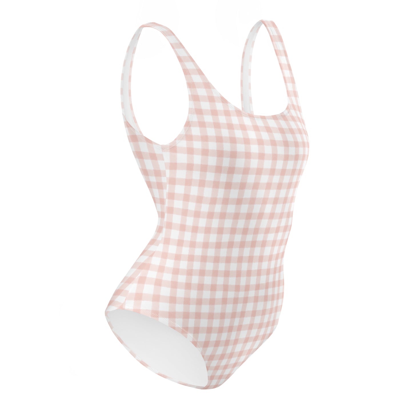 Light Pink Gingham One-Piece Swimsuit