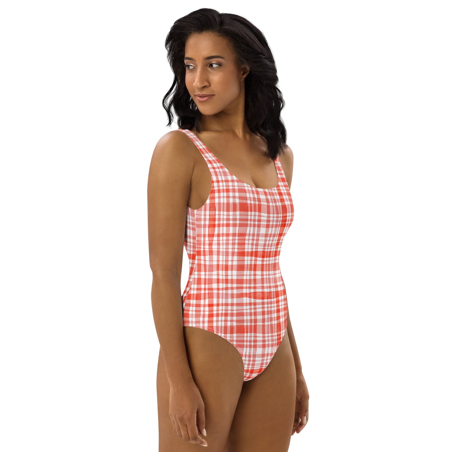 Red Gingham One-Piece Swimsuit