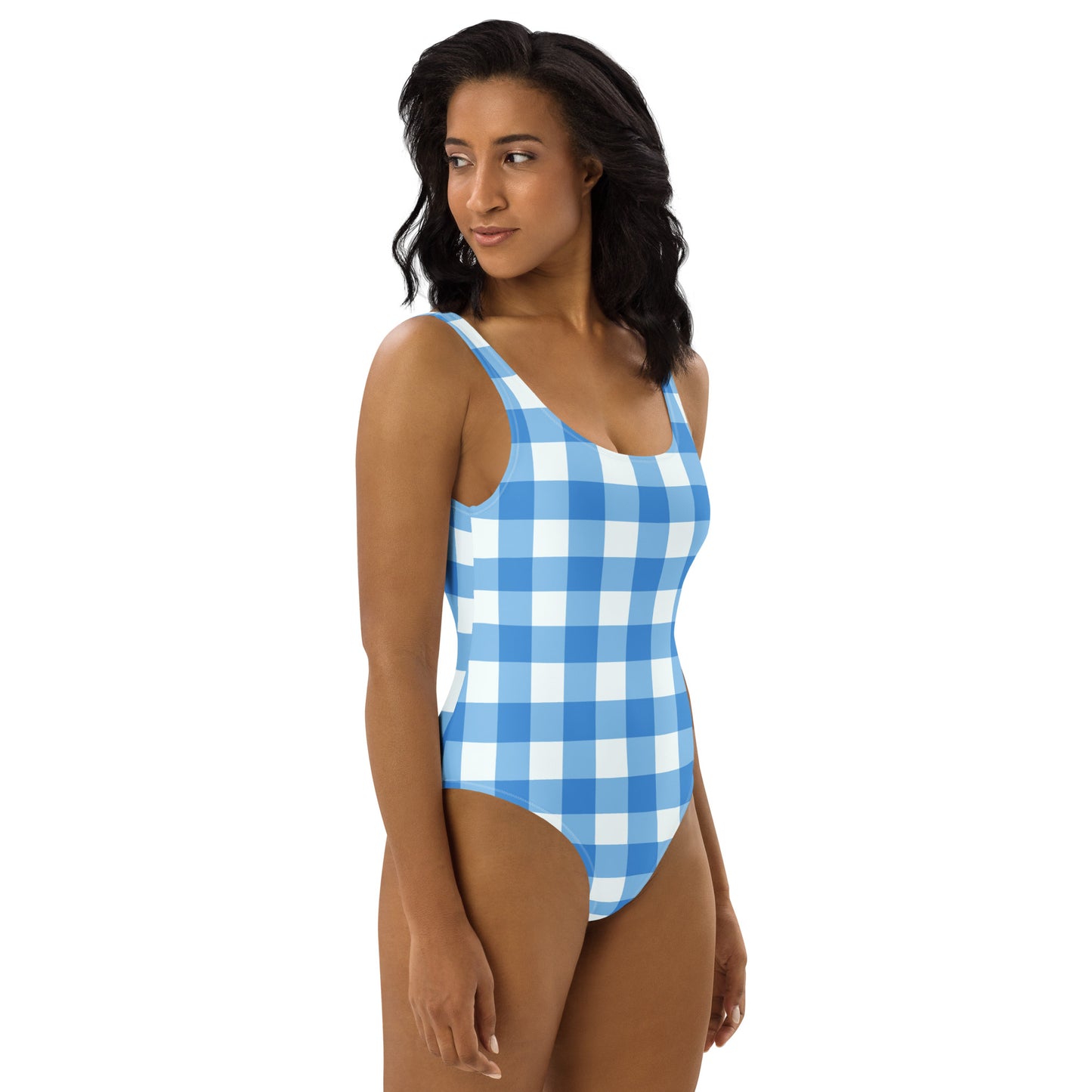 Blue Gingham One-Piece Swimsuit