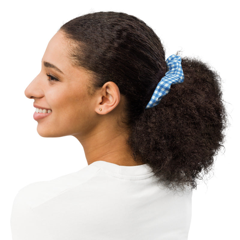 Blue Gingham Scrunchie