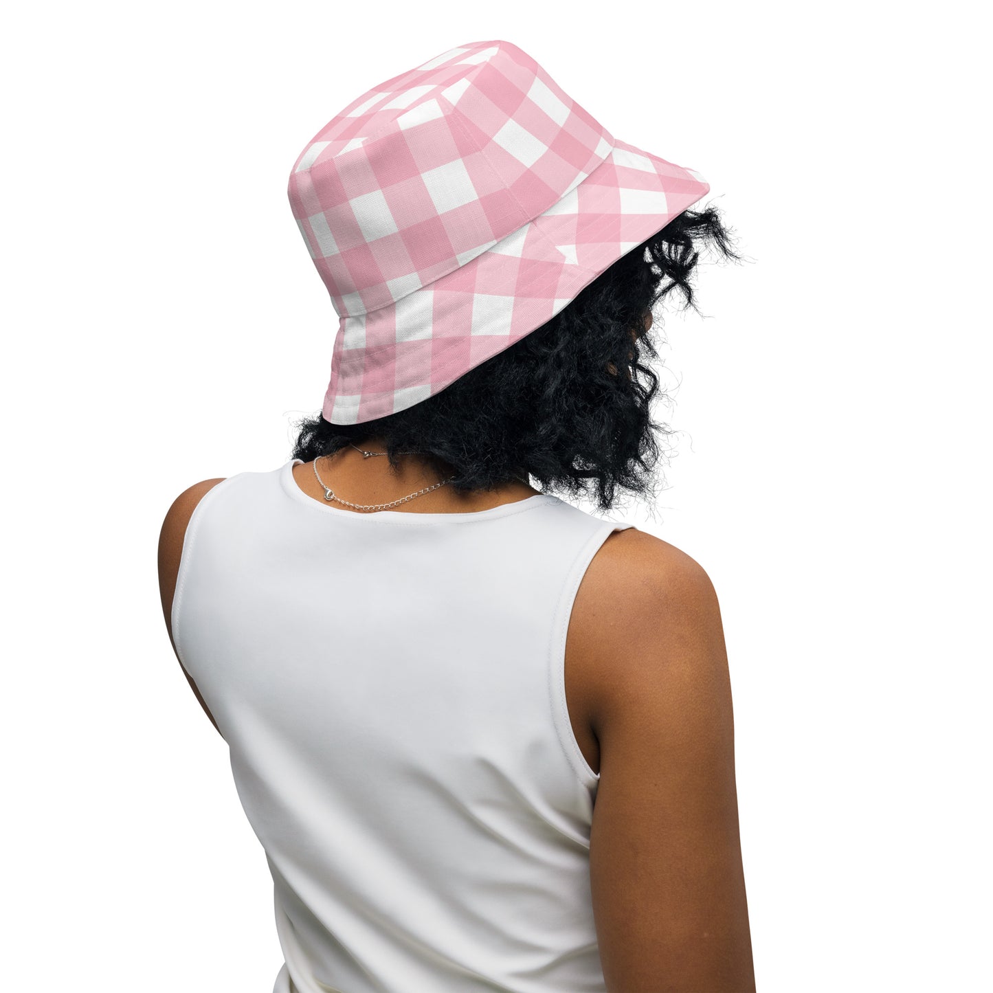 Pink Gingham Reversible bucket hat