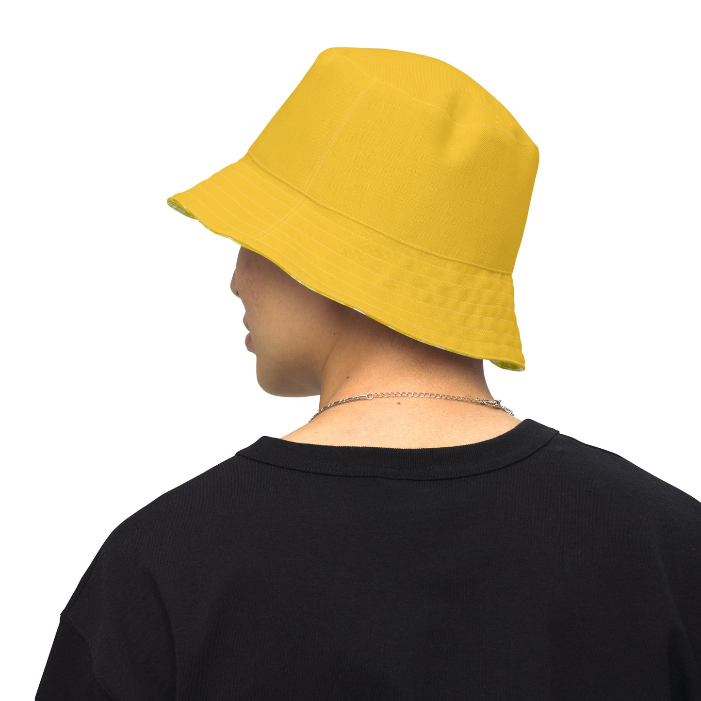 Yellow Gingham Reversible Bucket Hat