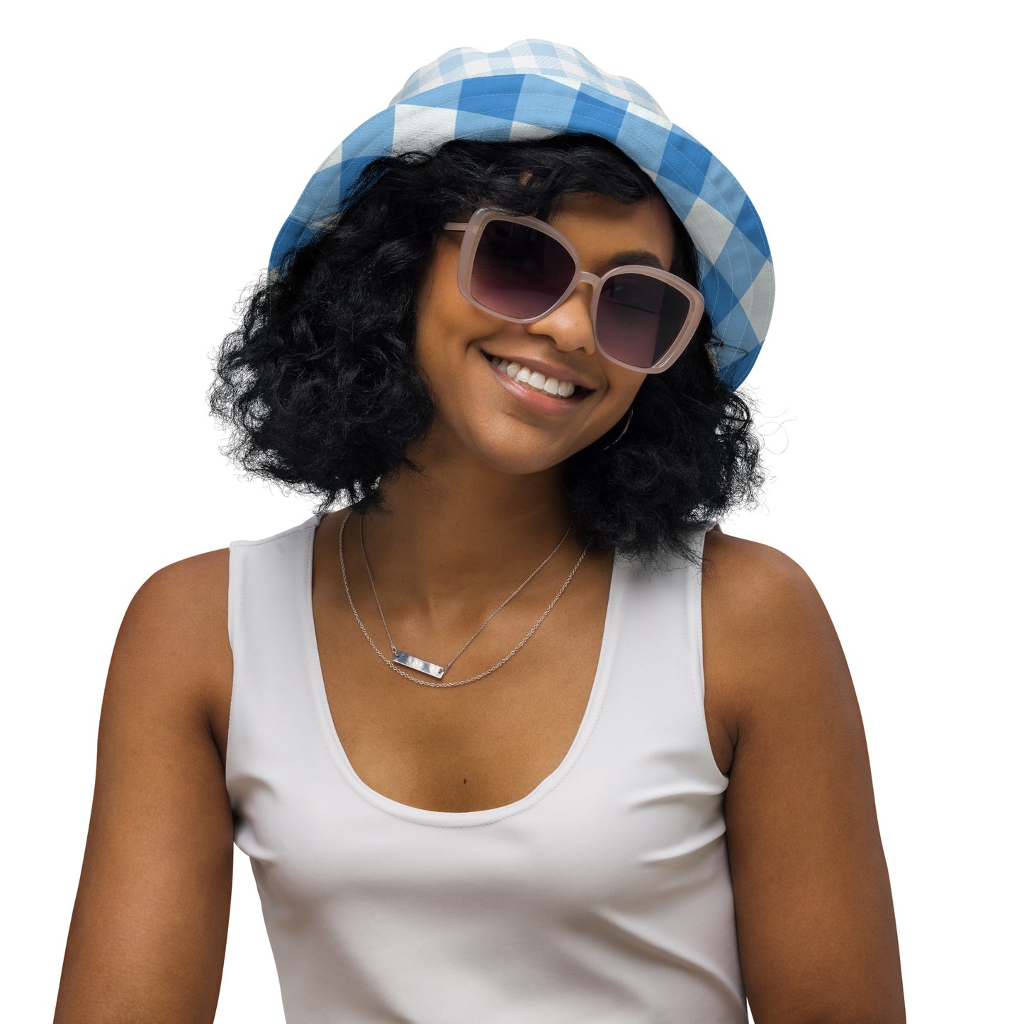 Blue Gingham Bucket Hat