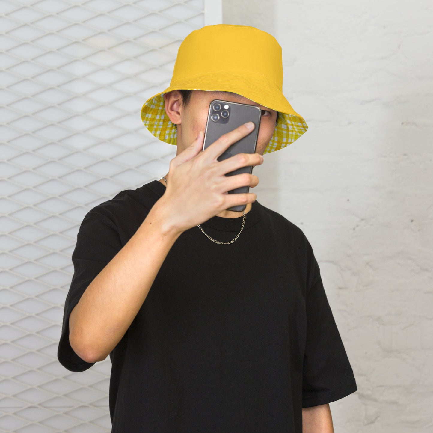 Yellow Gingham Reversible Bucket Hat