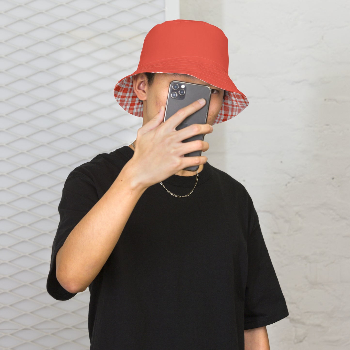 Red Gingham Reversible Bucket Hat