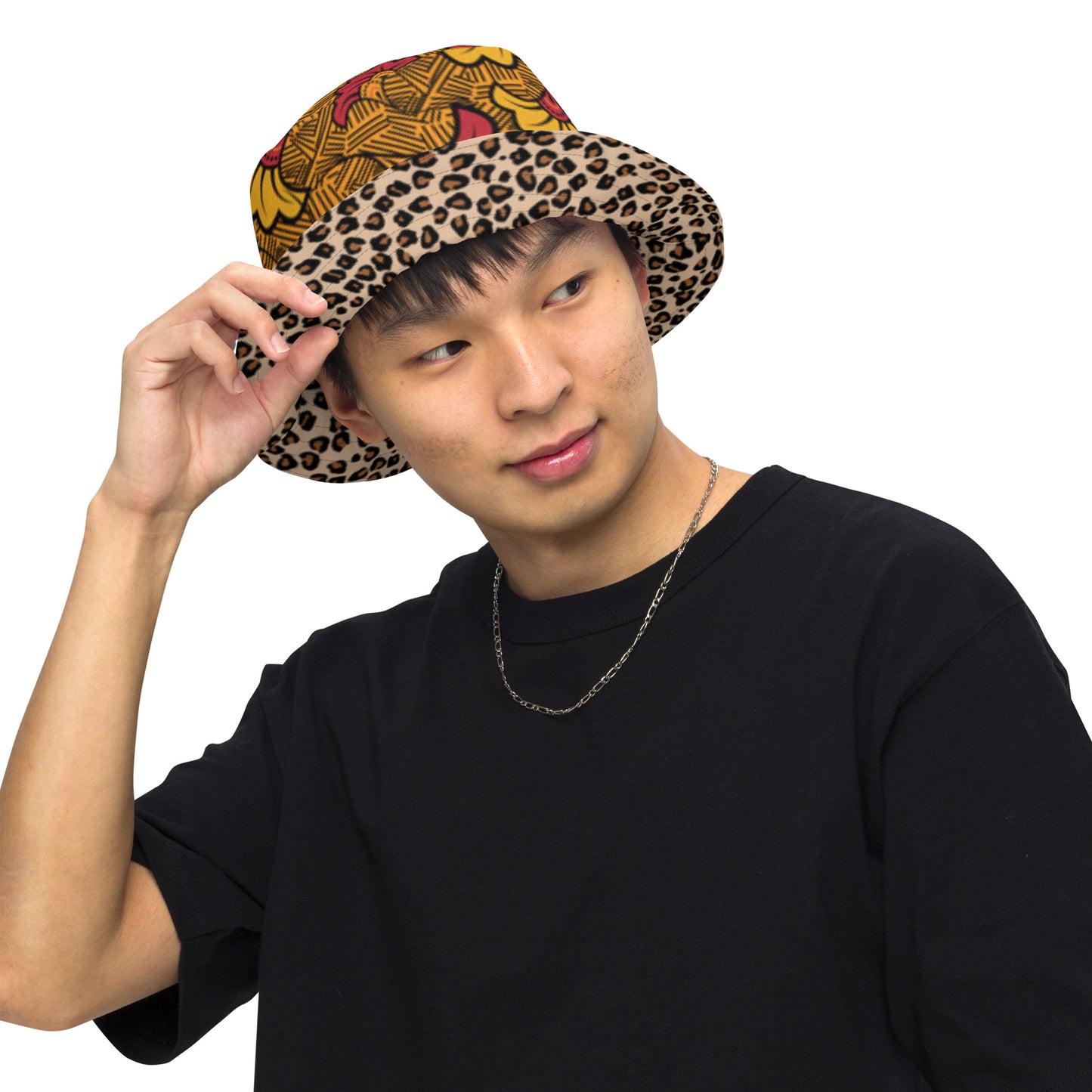 Ankara Leopard Reversible Bucket Hat