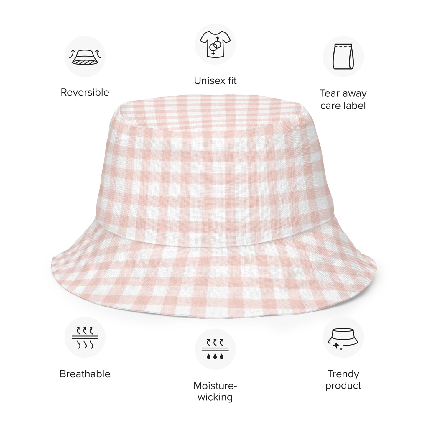 Pink Gingham Reversible bucket hat