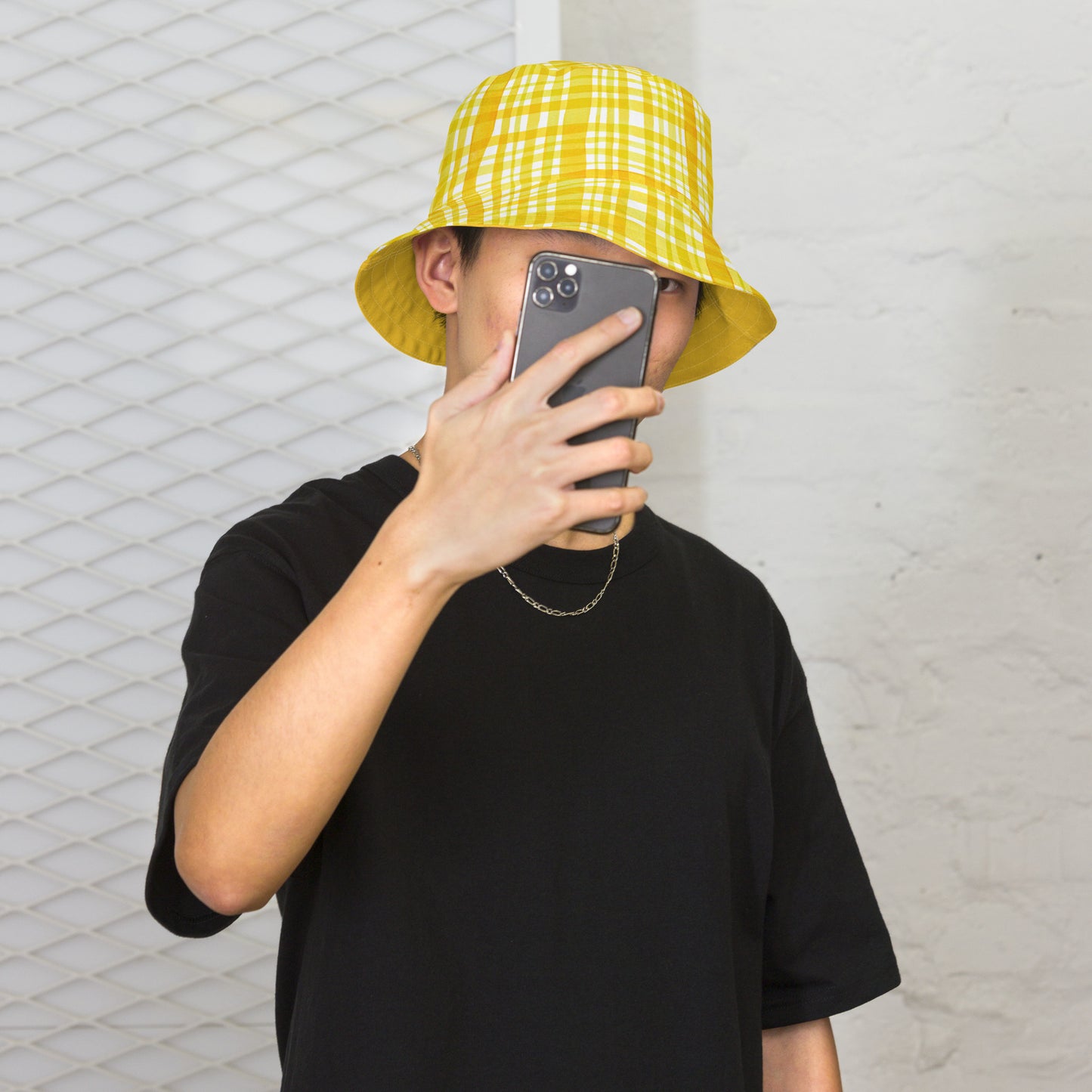 Yellow Gingham Reversible Bucket Hat