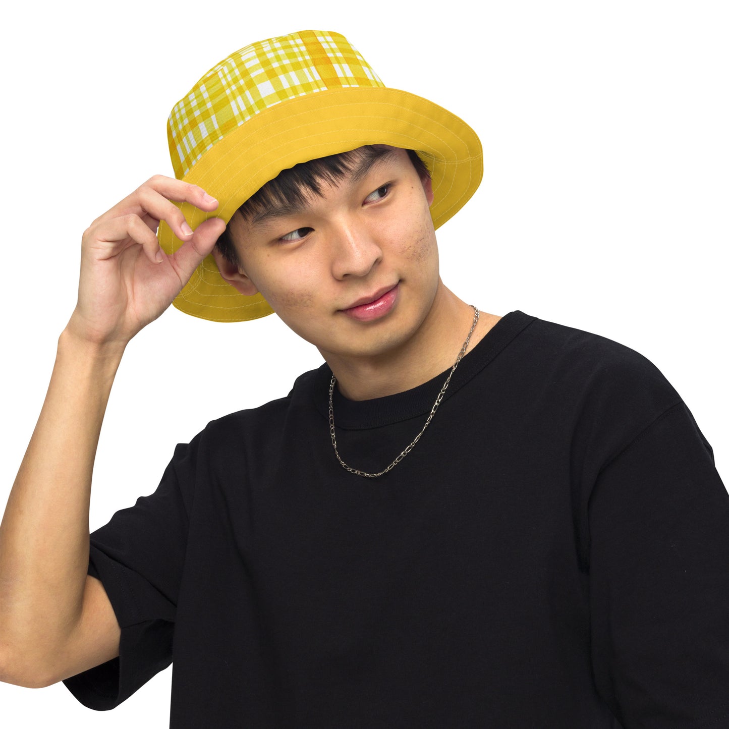 Yellow Gingham Reversible Bucket Hat