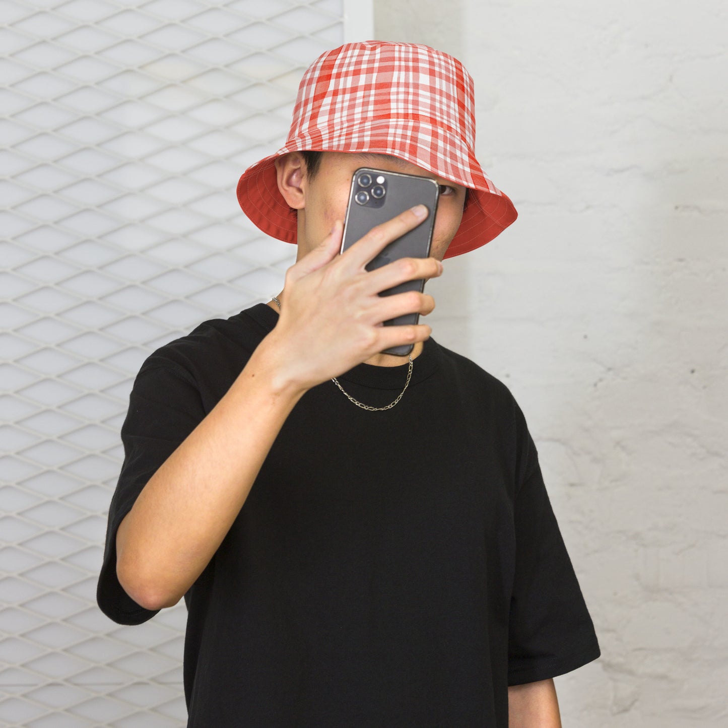 Red Gingham Reversible Bucket Hat