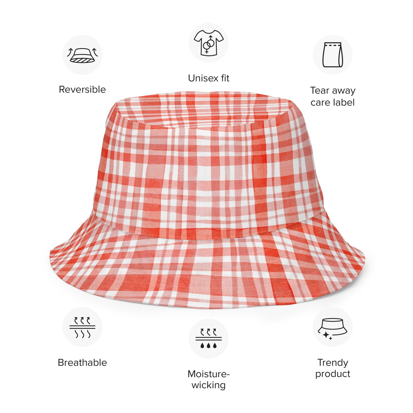 Red Gingham Reversible Bucket Hat