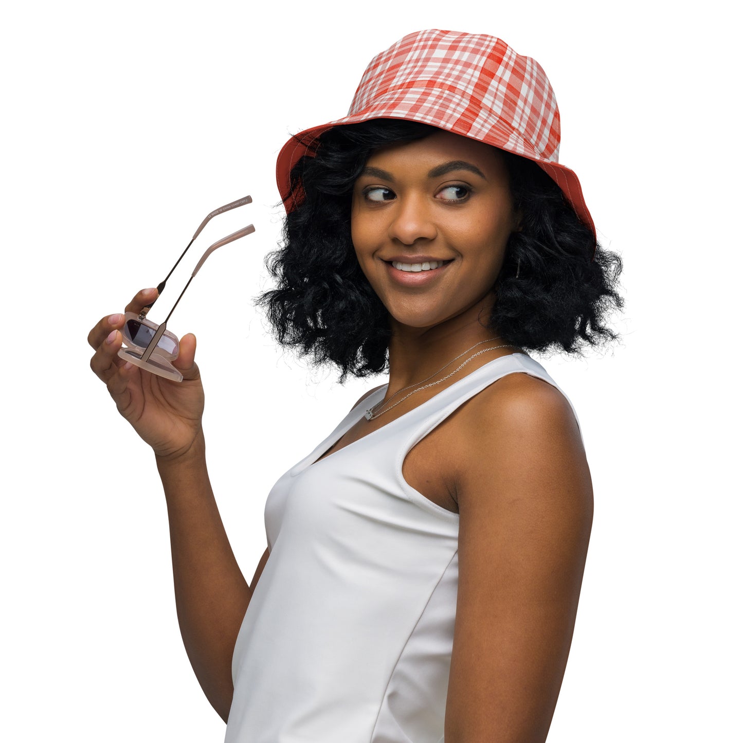 Red Gingham Reversible Bucket Hat