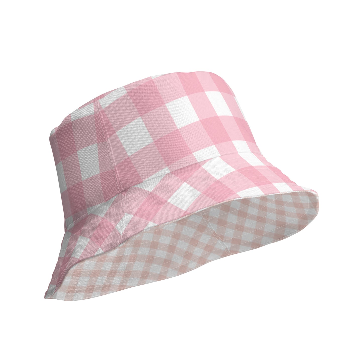 Pink Gingham Reversible bucket hat