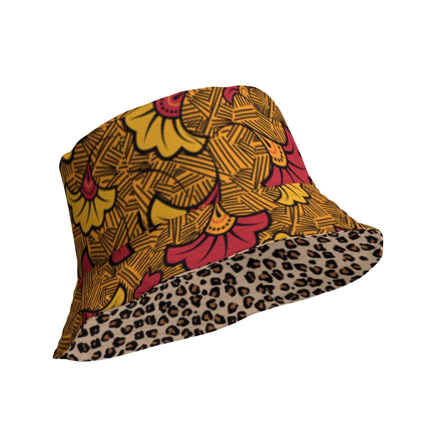 Ankara Leopard Reversible Bucket Hat