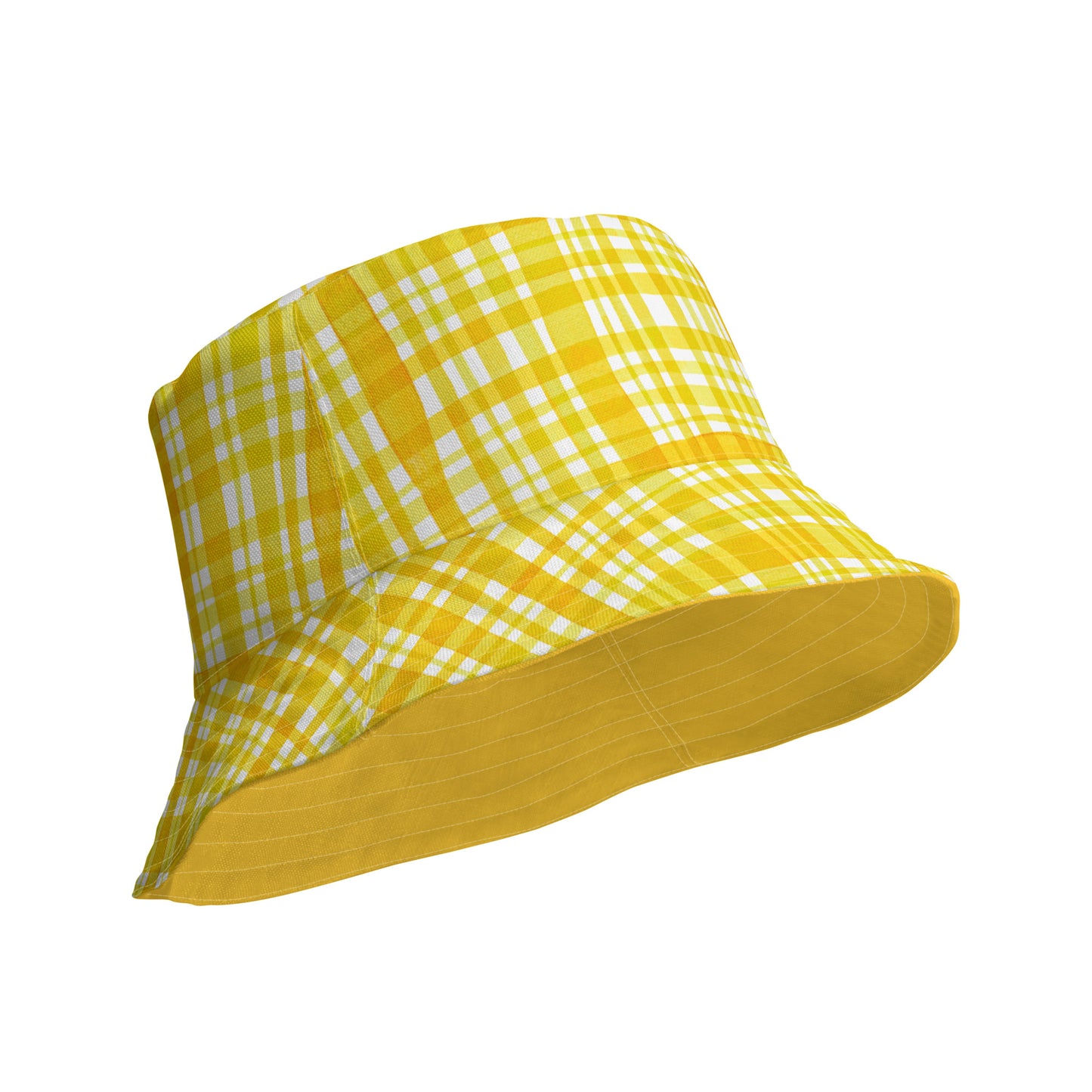 Yellow Gingham Reversible Bucket Hat