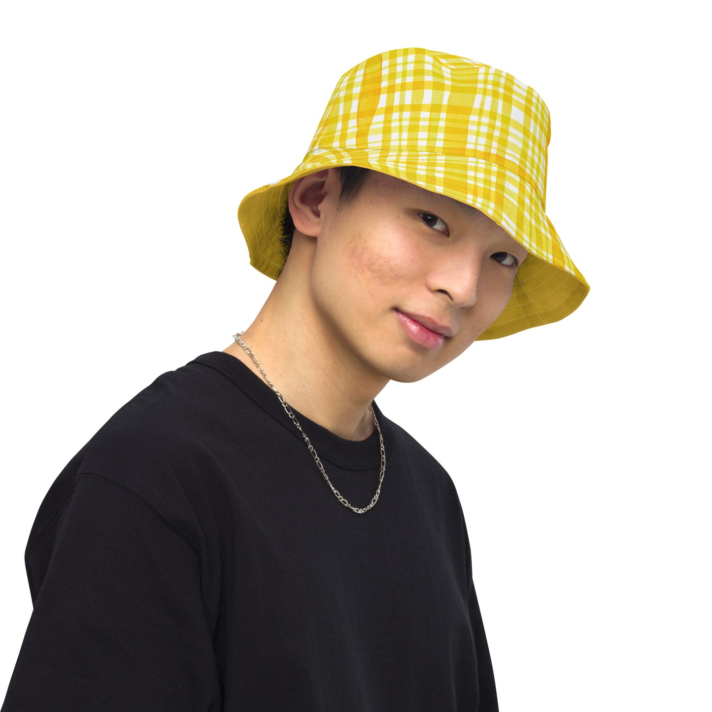 Yellow Gingham Reversible Bucket Hat