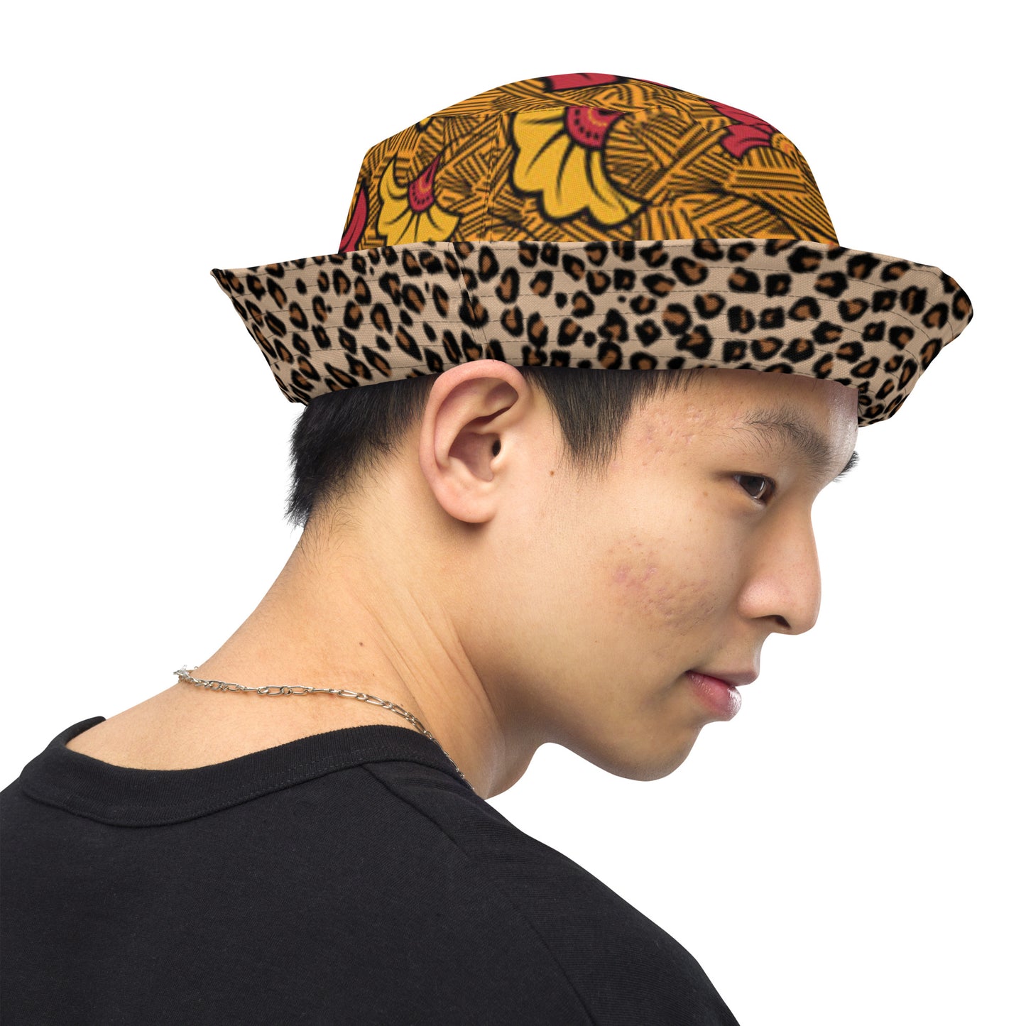 Ankara Leopard Reversible Bucket Hat