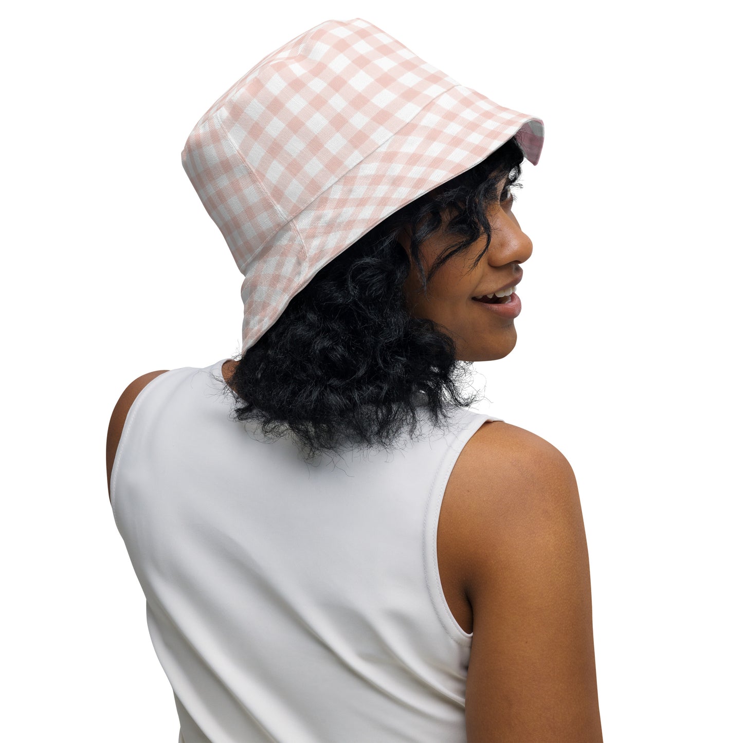 Pink Gingham Reversible bucket hat