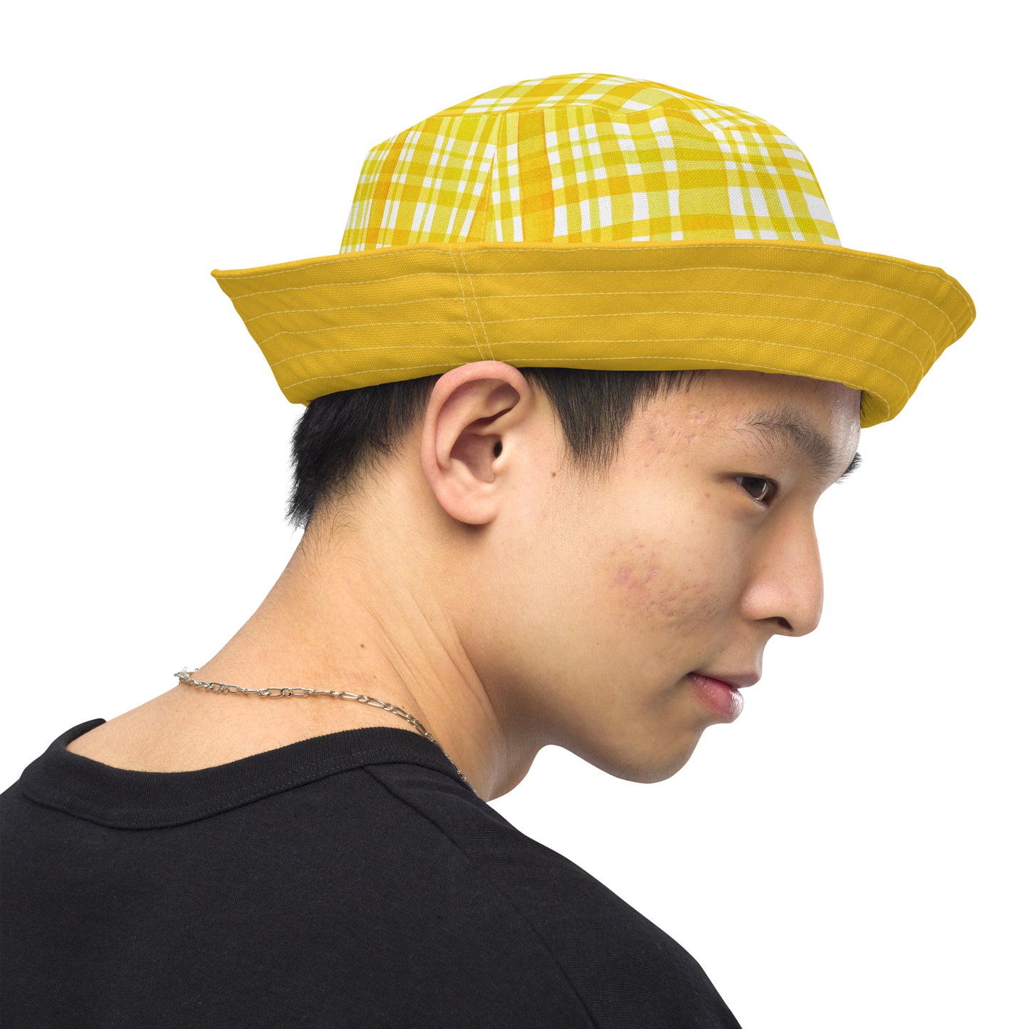 Yellow Gingham Reversible Bucket Hat