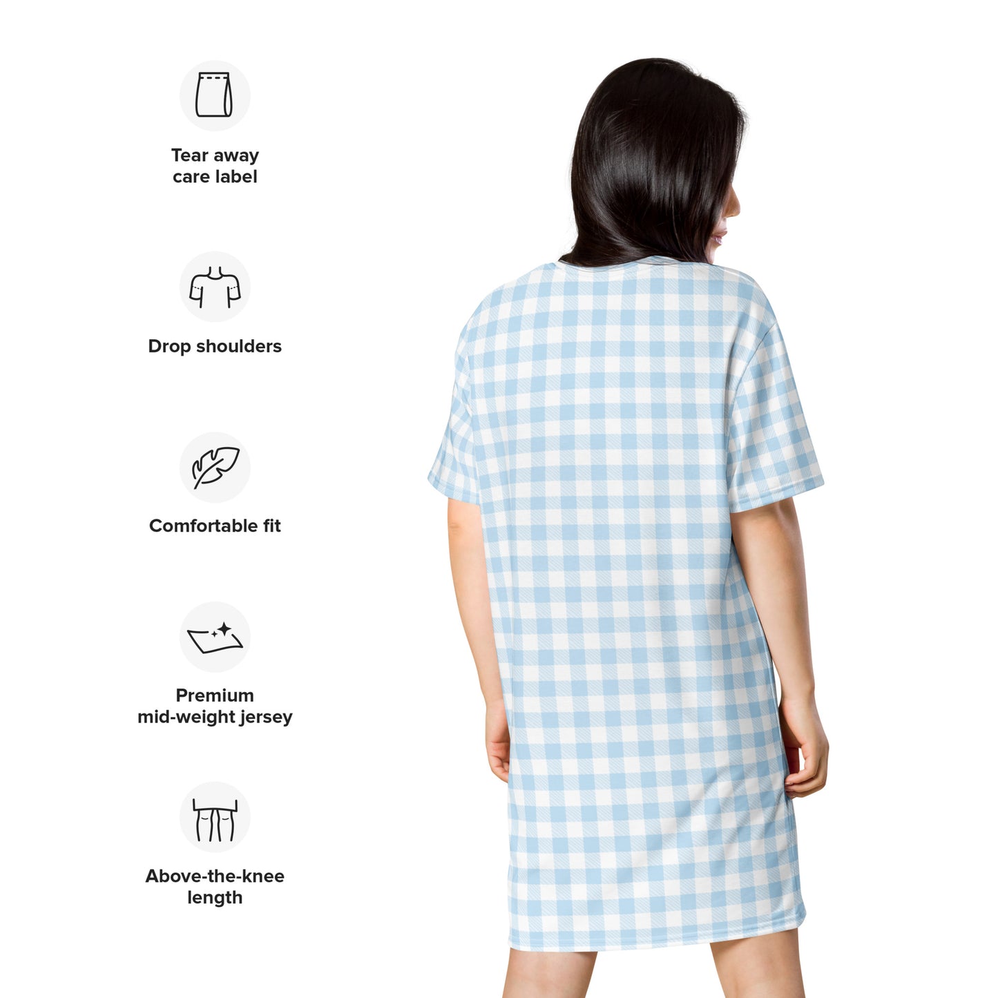 Blue Gingham T-shirt dress