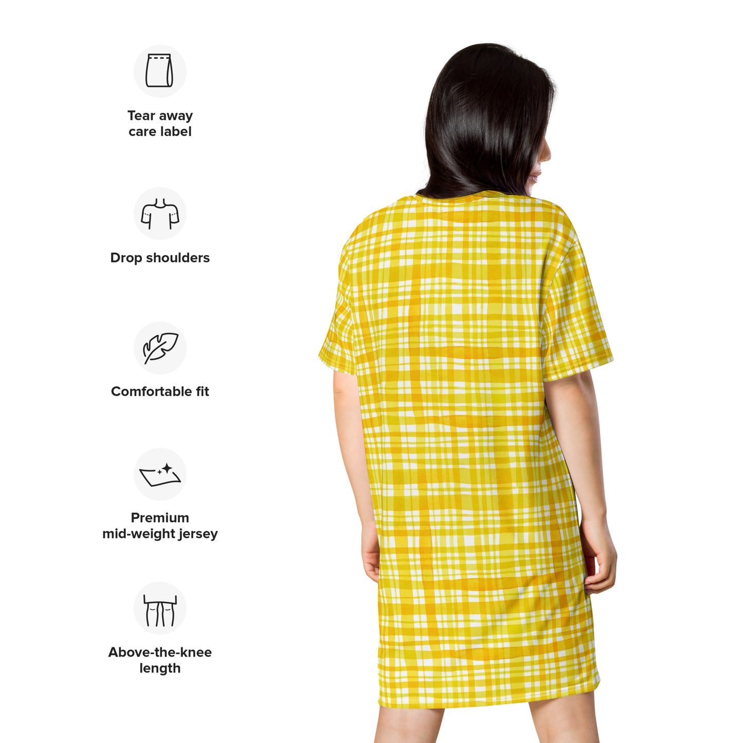 Yellow Gingham T-shirt dress