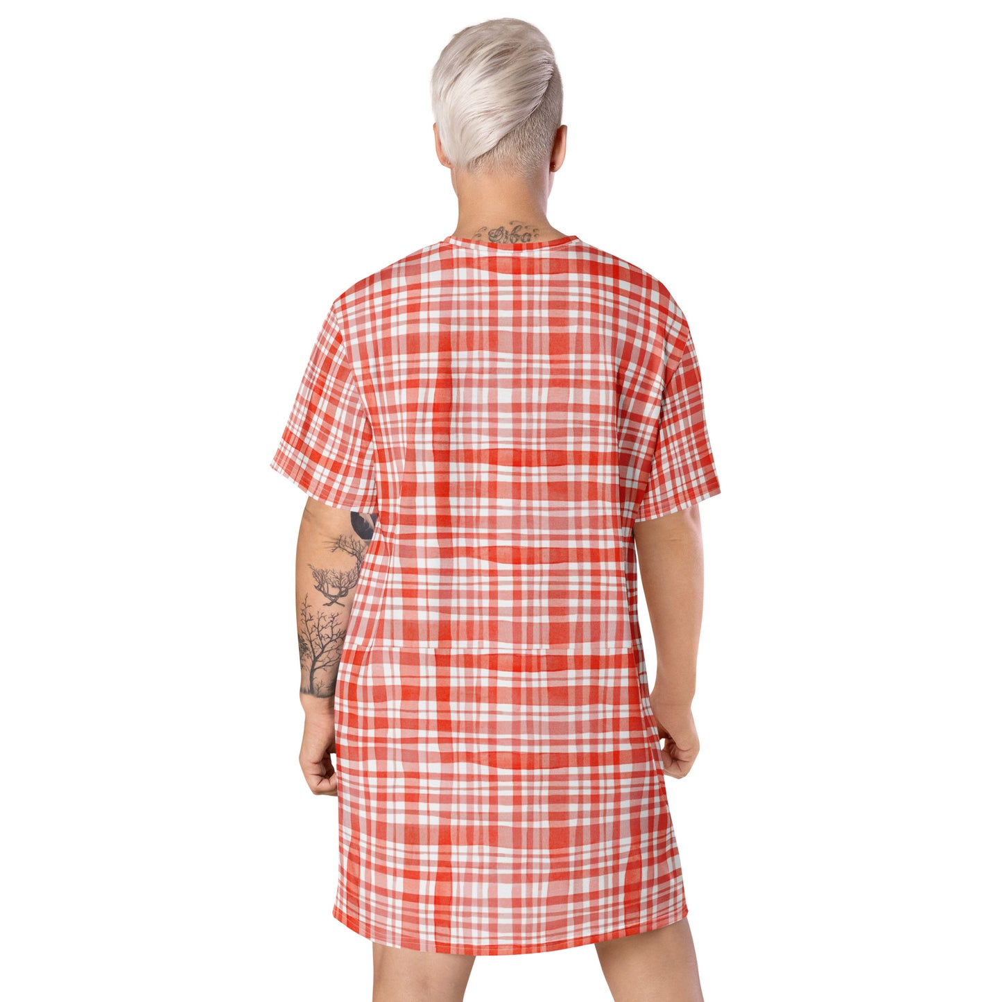 Red Gingham T-shirt dress