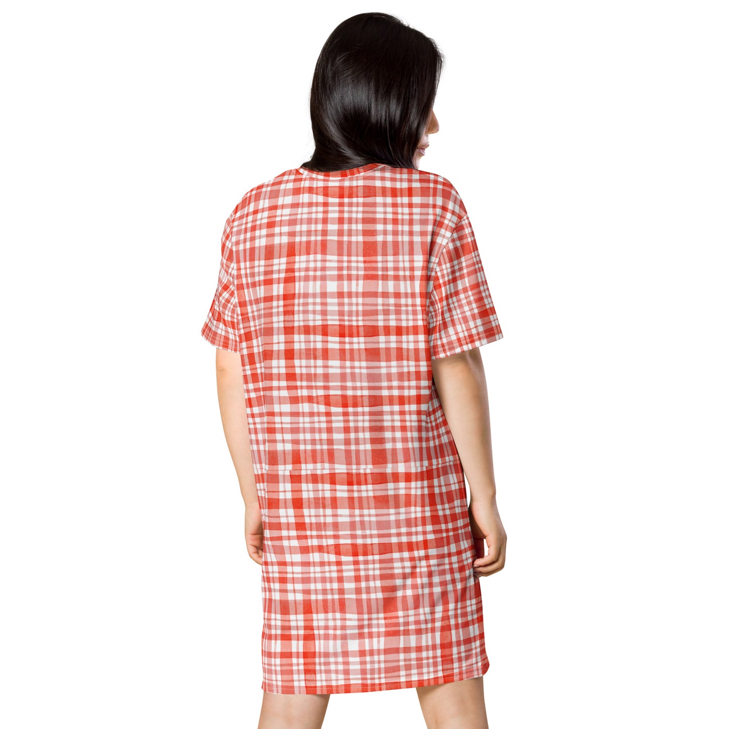 Red Gingham T-shirt dress