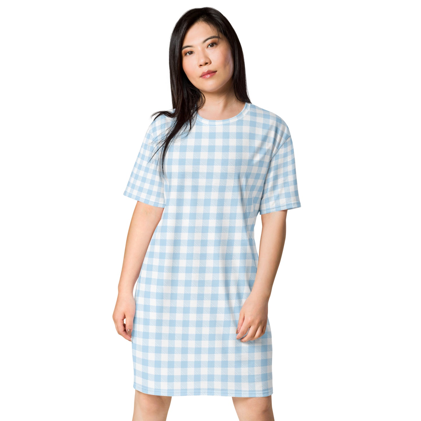 Blue Gingham T-shirt dress