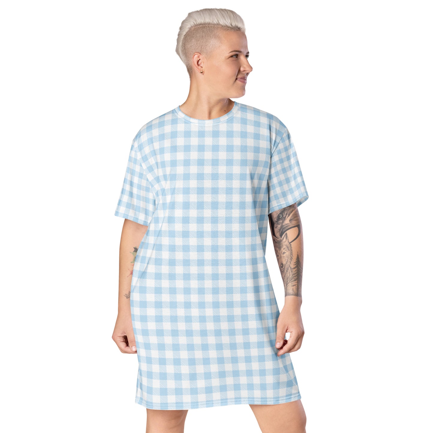 Blue Gingham T-shirt dress