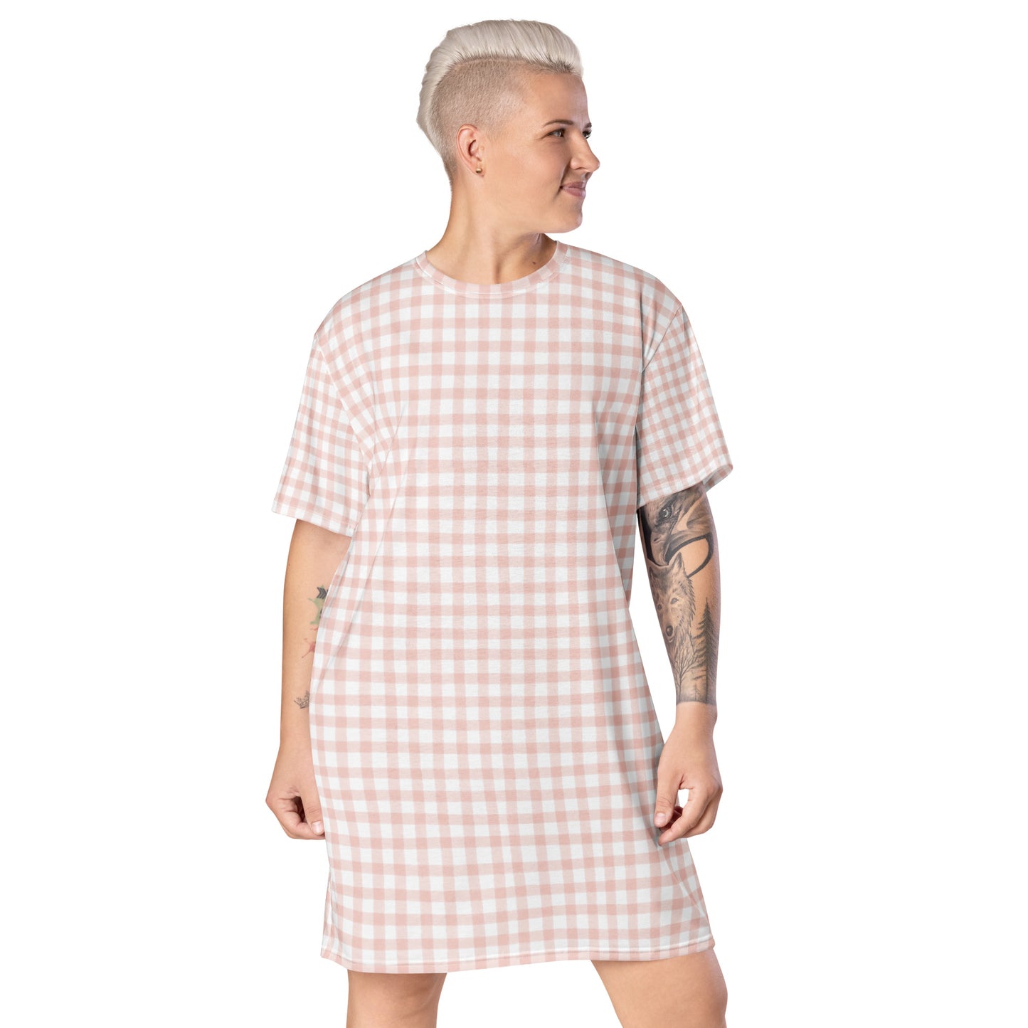 Pink Gingham T-shirt dress