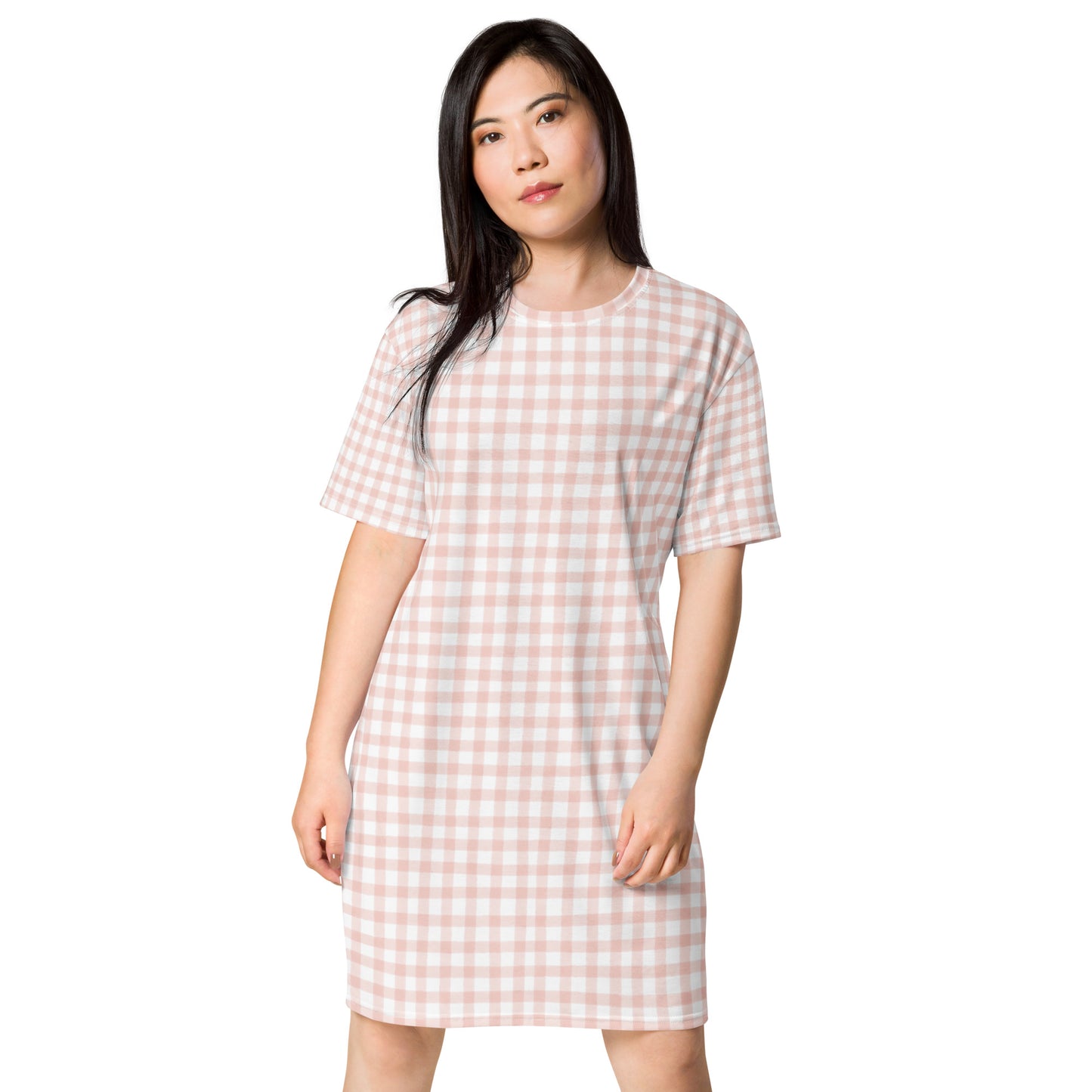 Pink Gingham T-shirt dress