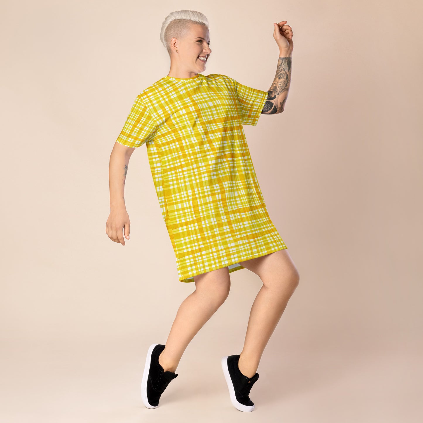 Yellow Gingham T-shirt dress