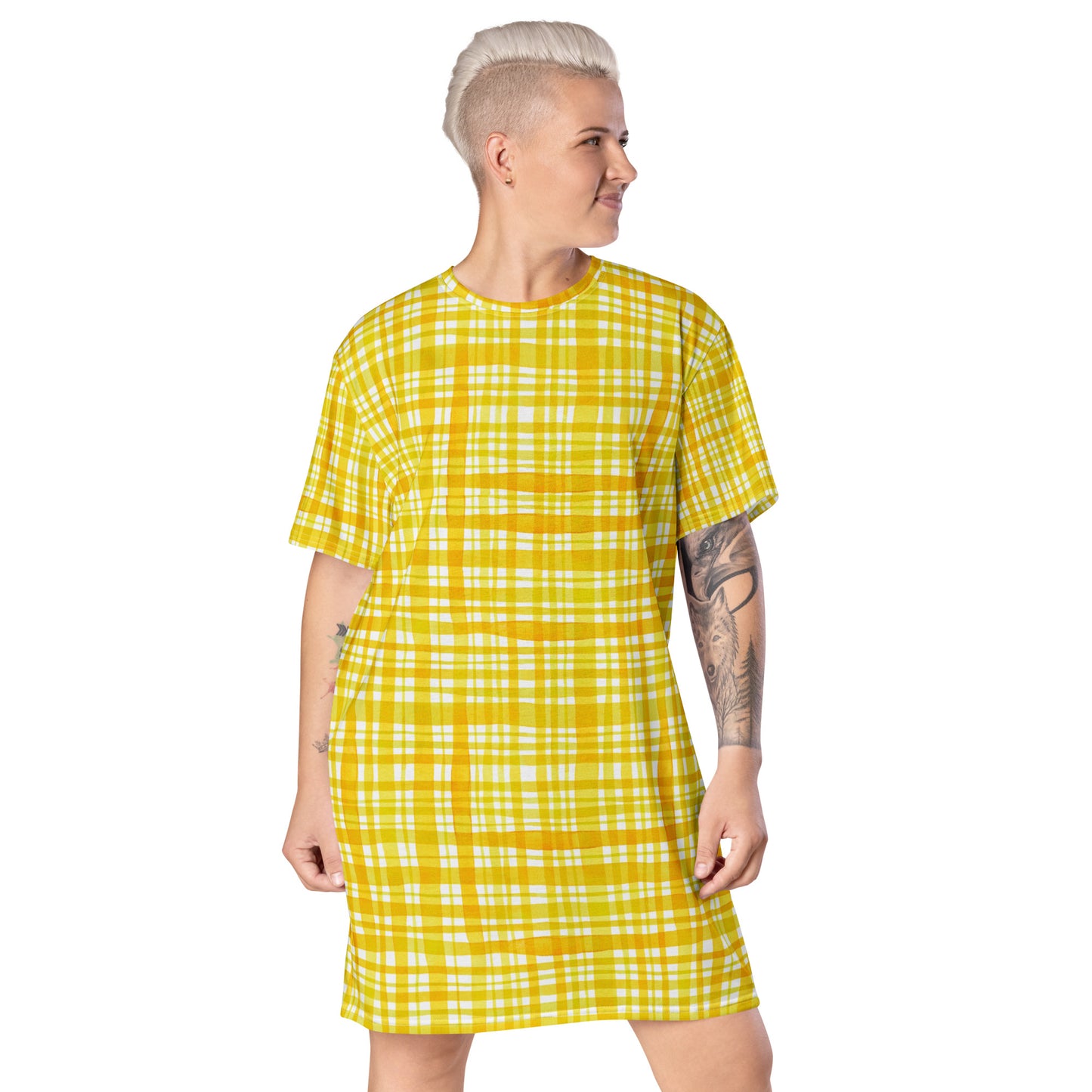 Yellow Gingham T-shirt dress