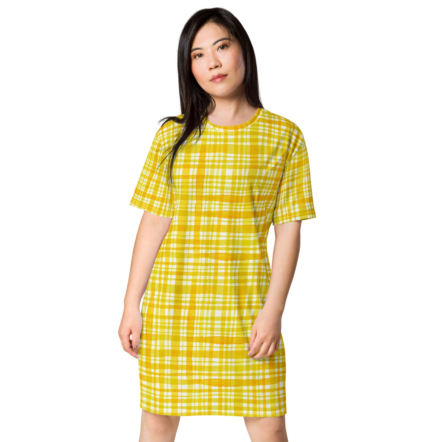 Yellow Gingham T-shirt dress