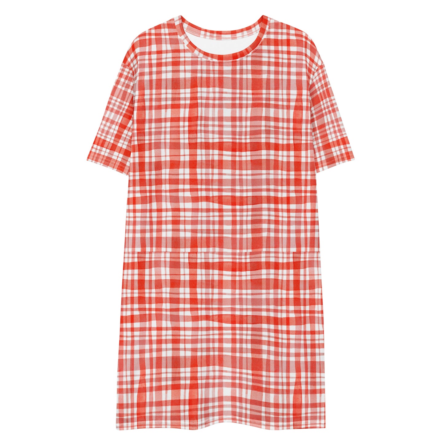 Red Gingham T-shirt dress