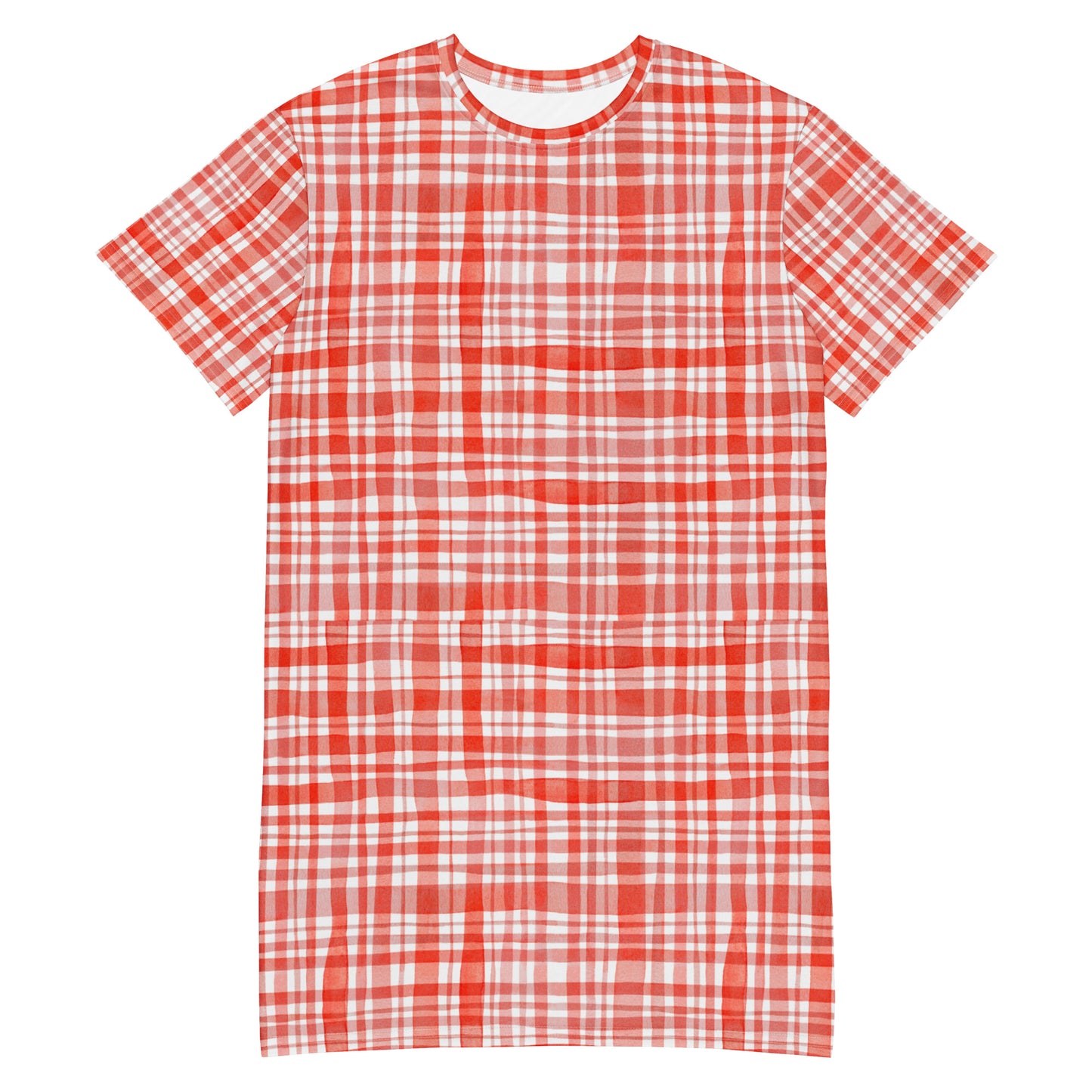 Red Gingham T-shirt dress