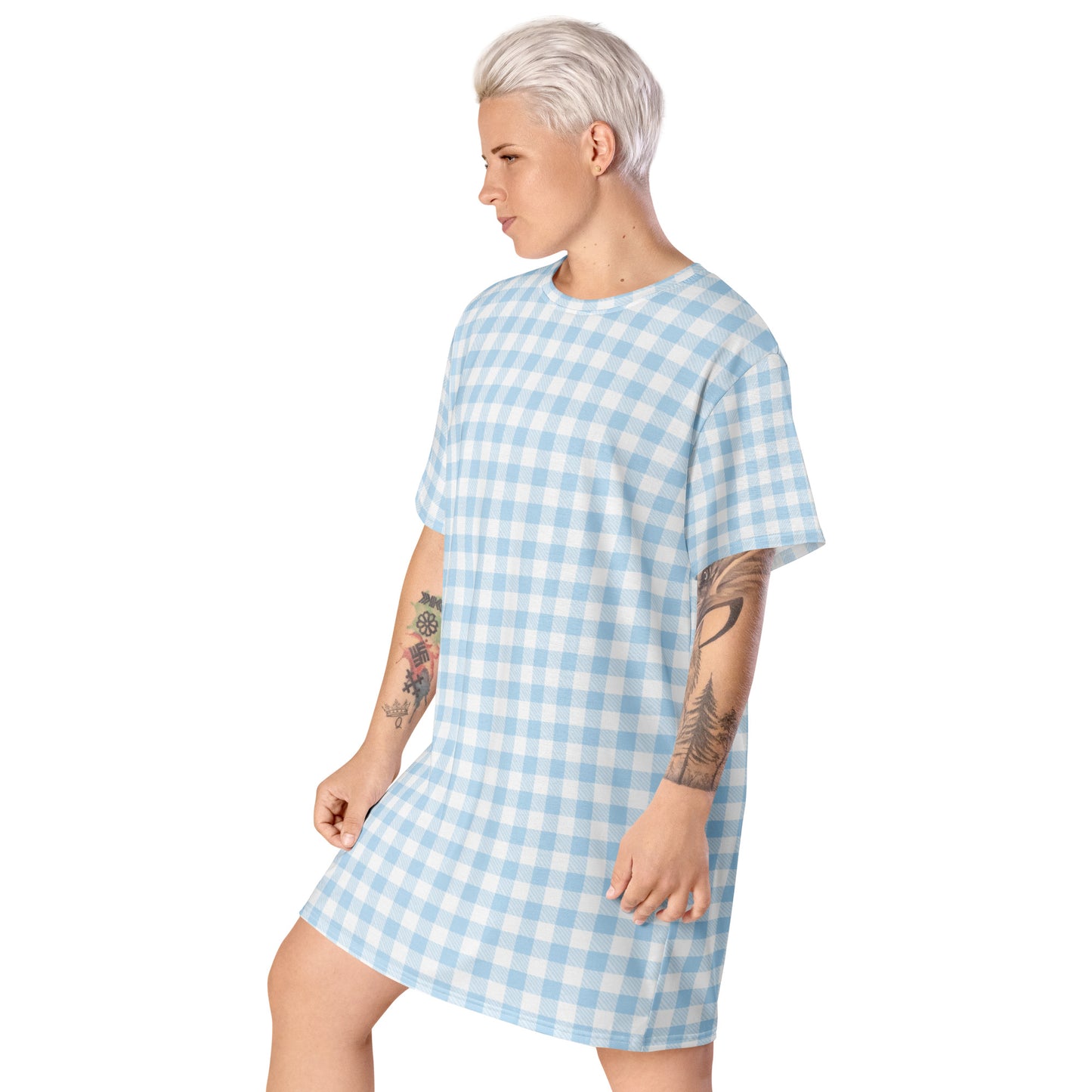 Blue Gingham T-shirt dress