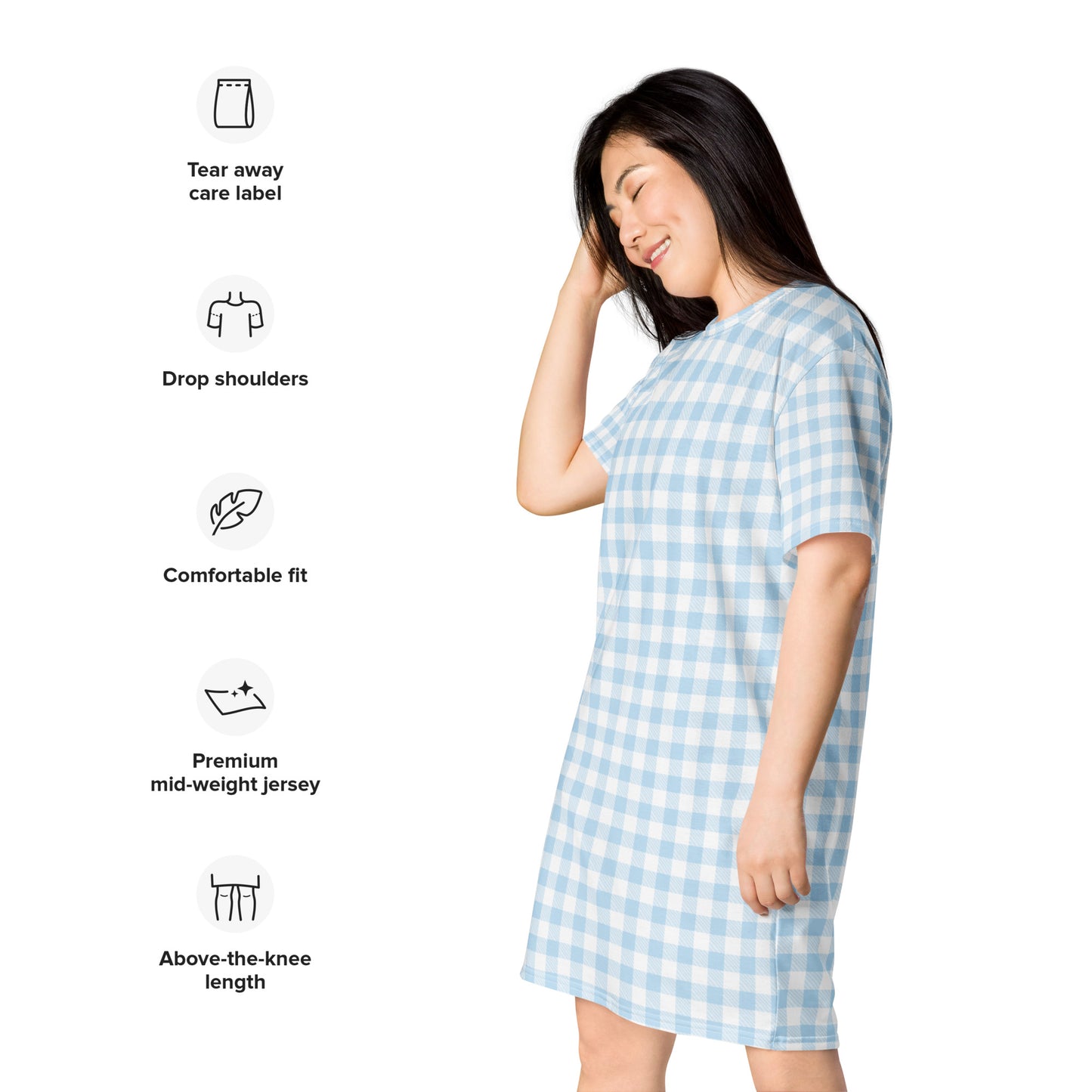 Blue Gingham T-shirt dress