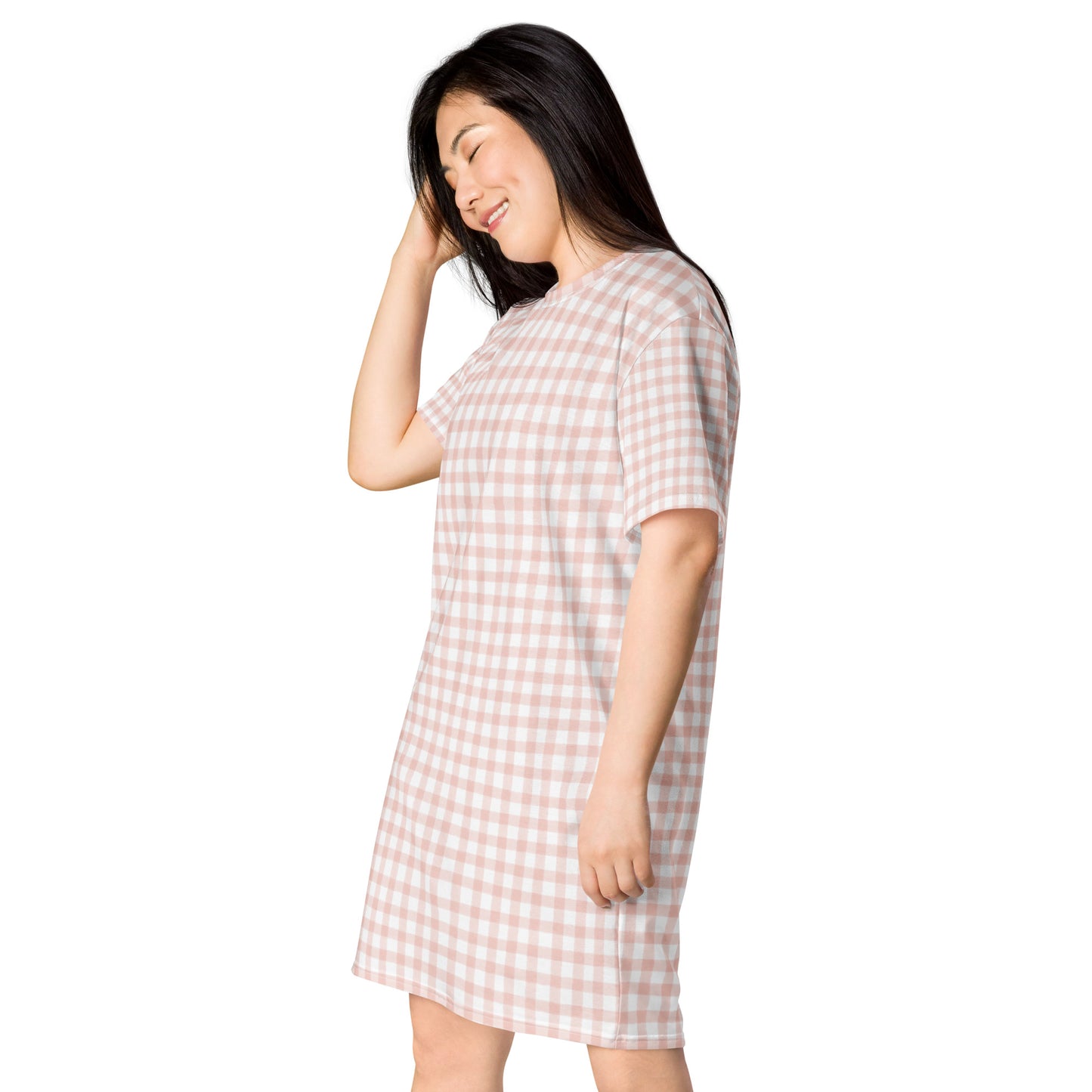 Pink Gingham T-shirt dress