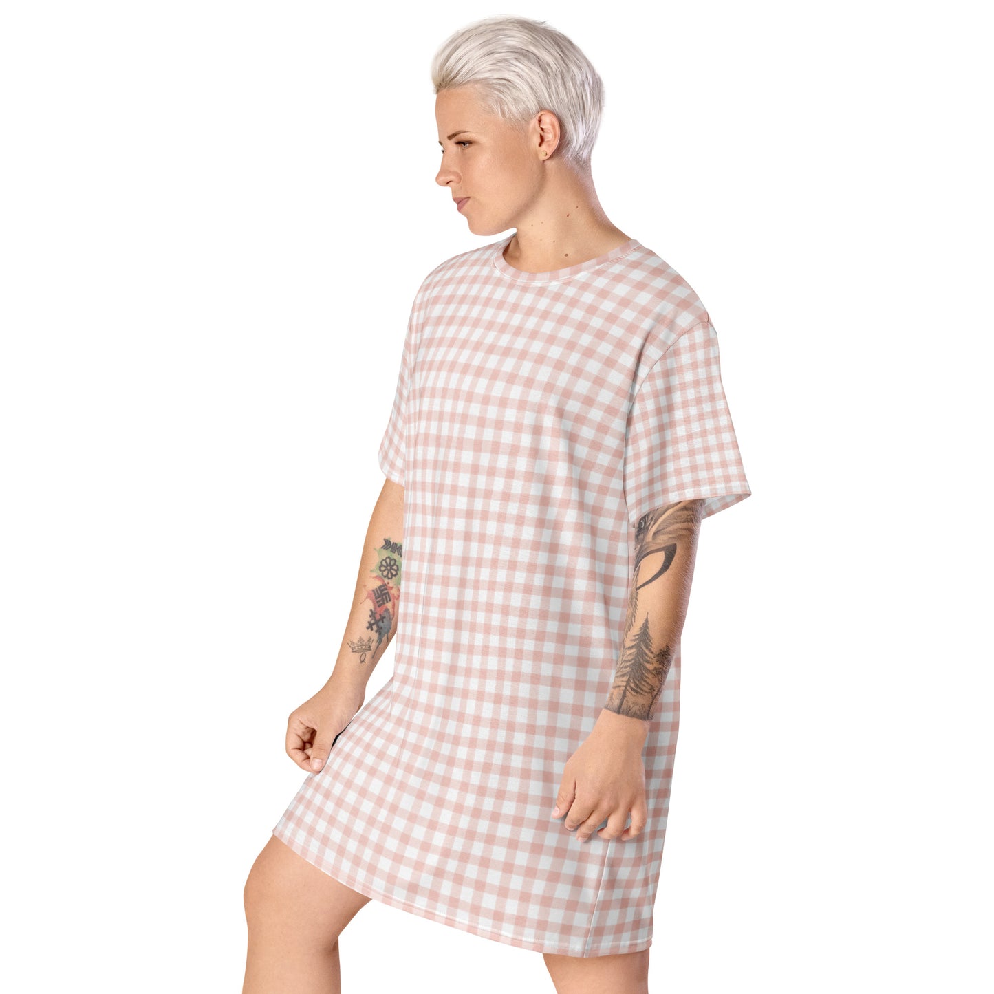 Pink Gingham T-shirt dress